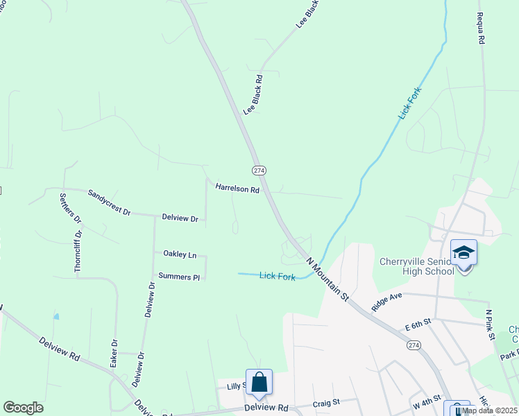 map of restaurants, bars, coffee shops, grocery stores, and more near 1030 Leisure Leigh Lane in Cherryville