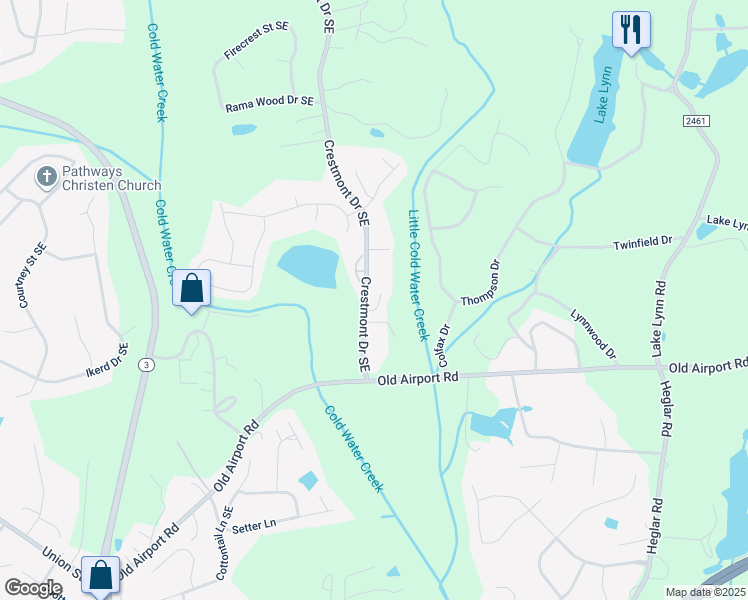 map of restaurants, bars, coffee shops, grocery stores, and more near 2315 Lomax Court Southeast in Concord