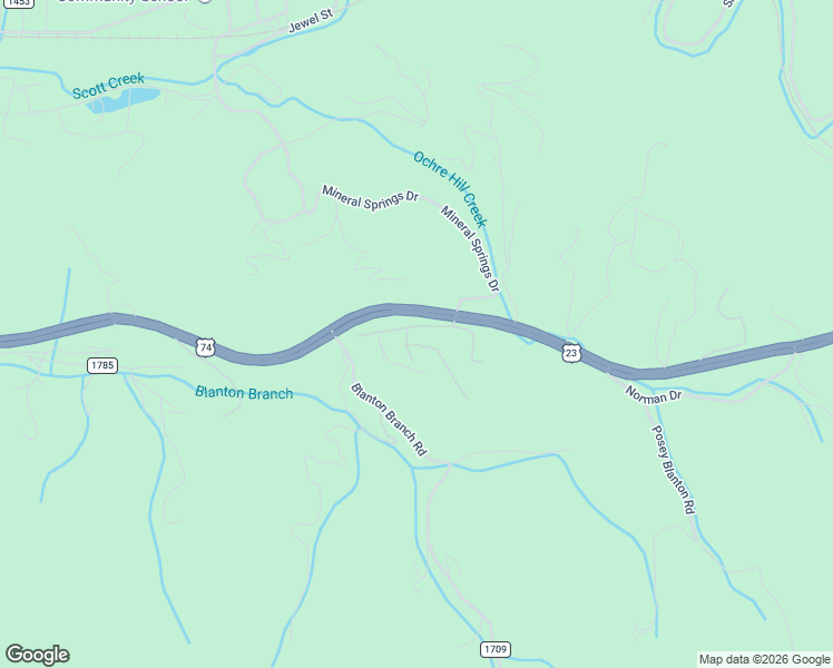 map of restaurants, bars, coffee shops, grocery stores, and more near 3 Adobe Road in Sylva