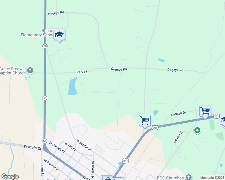 map of restaurants, bars, coffee shops, grocery stores, and more near 209 Lake Shore Drive in Benson