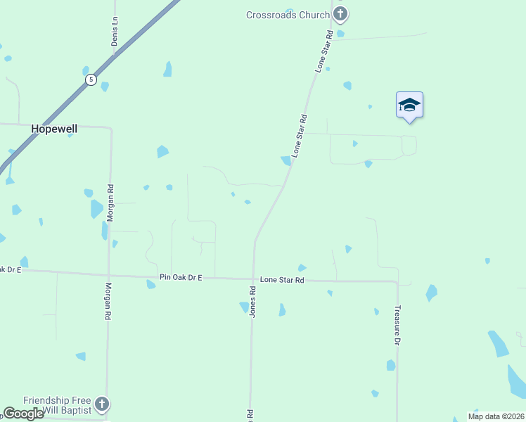 map of restaurants, bars, coffee shops, grocery stores, and more near 396M Lone Star Road in Rose Bud