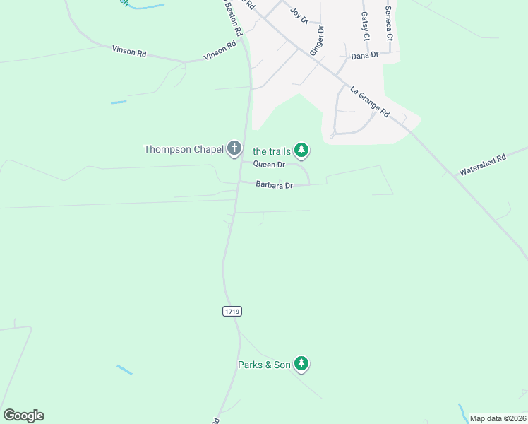 map of restaurants, bars, coffee shops, grocery stores, and more near 105 Sun Valley Drive in Goldsboro