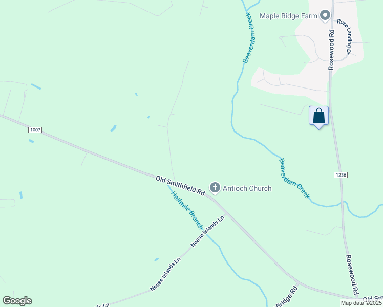 map of restaurants, bars, coffee shops, grocery stores, and more near 2388 Old Smithfield Road in Goldsboro