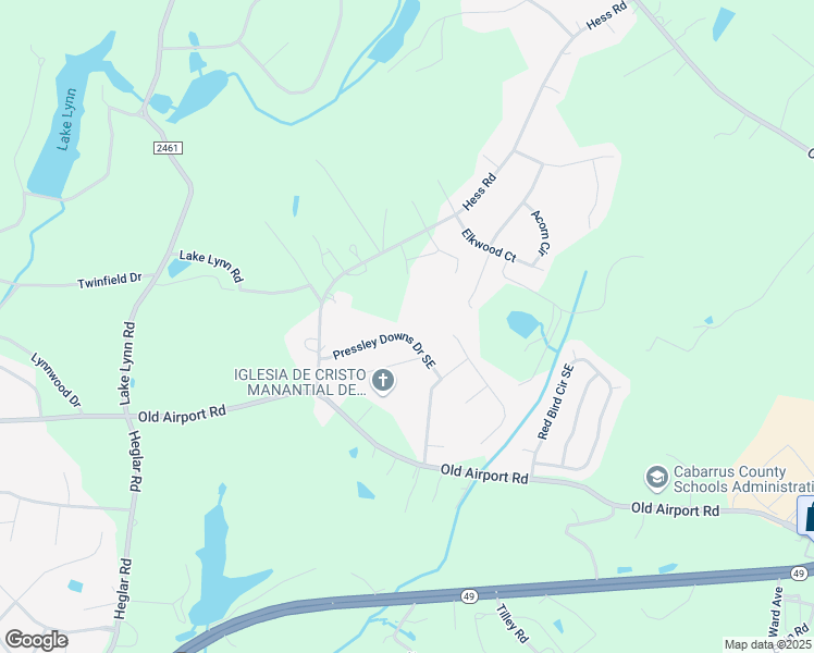 map of restaurants, bars, coffee shops, grocery stores, and more near 1233 Pressley Downs Drive Southeast in Concord