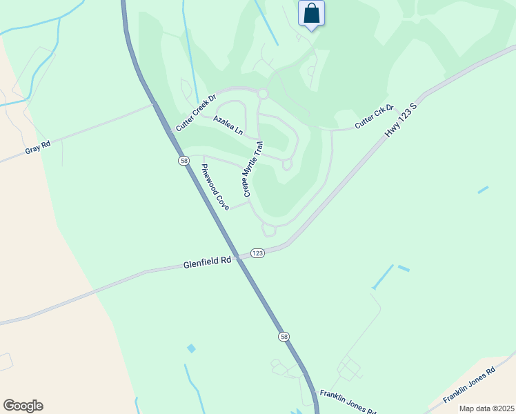 map of restaurants, bars, coffee shops, grocery stores, and more near 441 Crepe Myrtle Trail in Hookerton