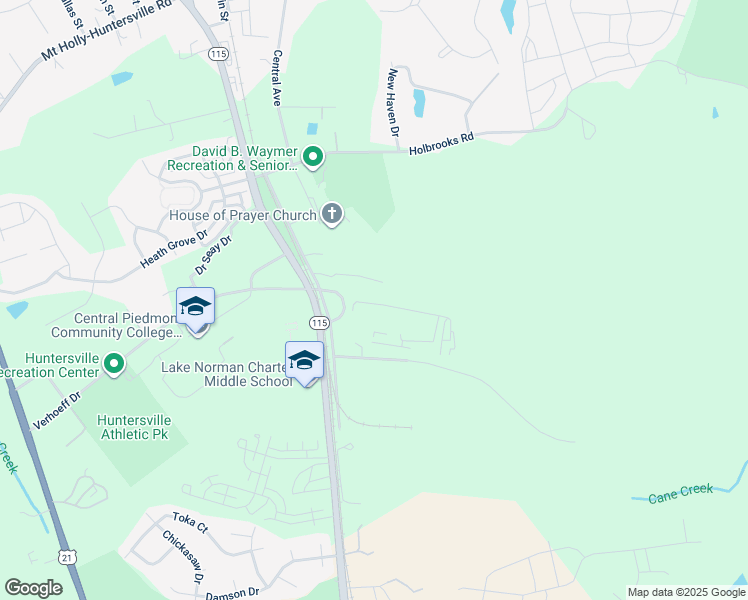 map of restaurants, bars, coffee shops, grocery stores, and more near 12820 South Church Street in Huntersville