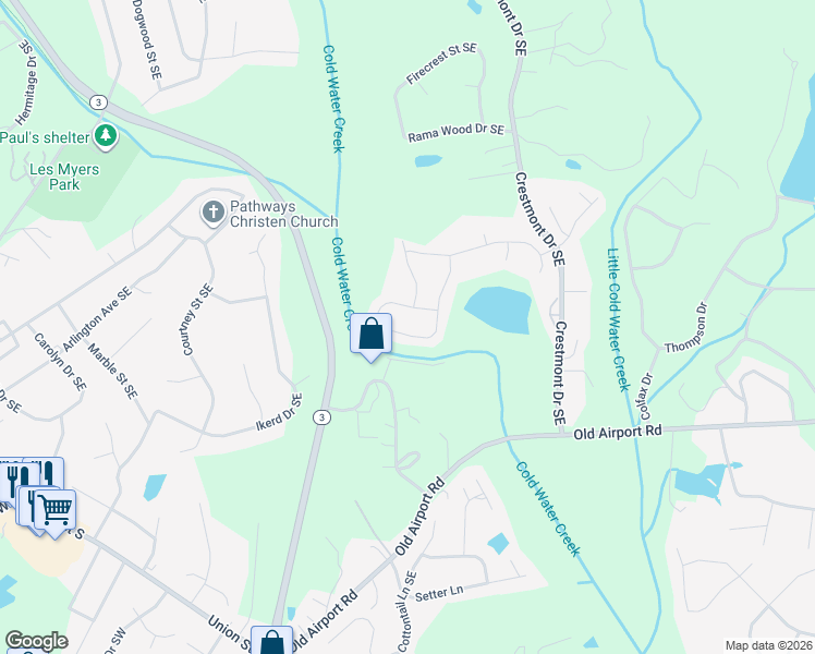 map of restaurants, bars, coffee shops, grocery stores, and more near 2434 Willow Pond Lane Southeast in Concord