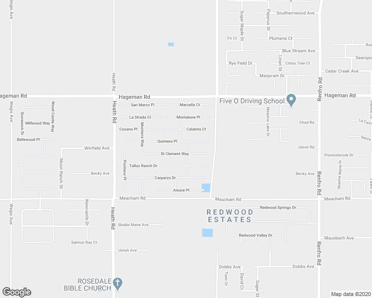 map of restaurants, bars, coffee shops, grocery stores, and more near La Fortuna Way in Bakersfield