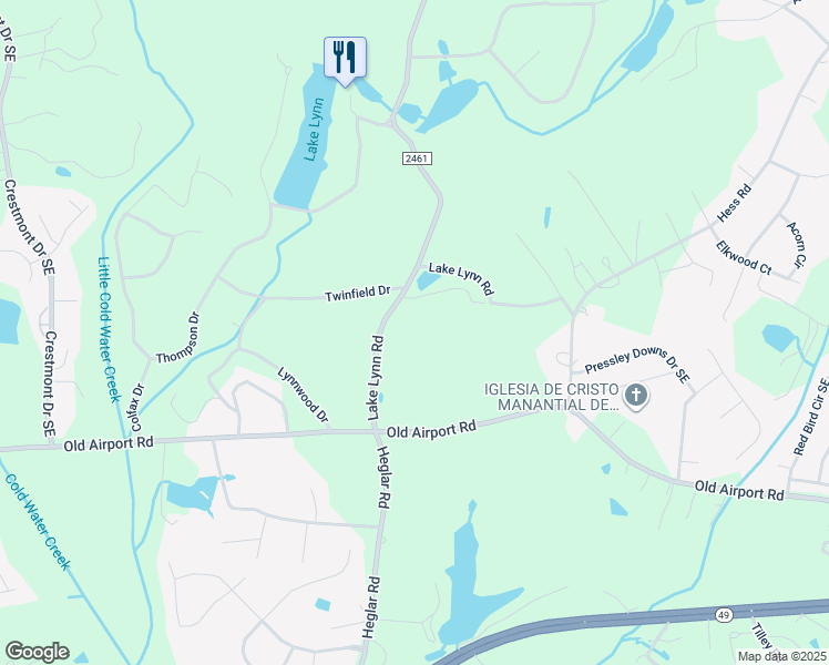 map of restaurants, bars, coffee shops, grocery stores, and more near 1579 Lake Lynn Road in Concord
