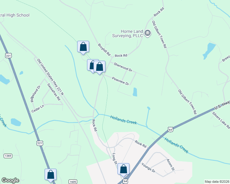 map of restaurants, bars, coffee shops, grocery stores, and more near 146 Dimsdale Drive in Rutherfordton