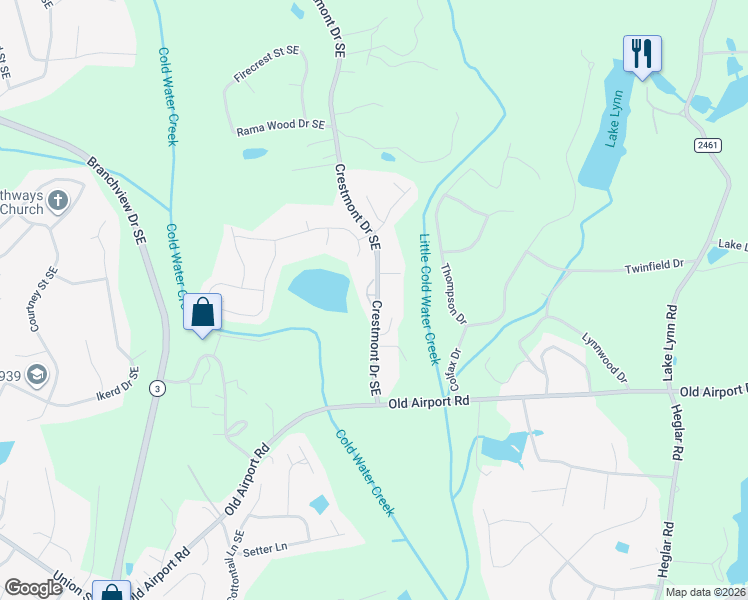map of restaurants, bars, coffee shops, grocery stores, and more near 2331 Lomax Court Southeast in Concord