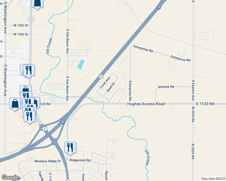 map of restaurants, bars, coffee shops, grocery stores, and more near 210 Swales Boulevard in Elk City