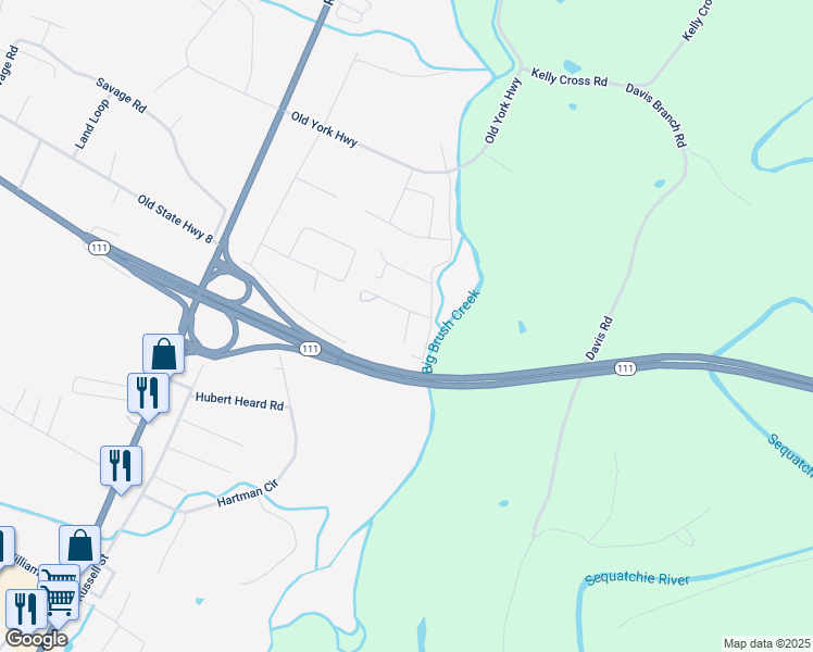map of restaurants, bars, coffee shops, grocery stores, and more near 368 Brush Creek Road in Dunlap