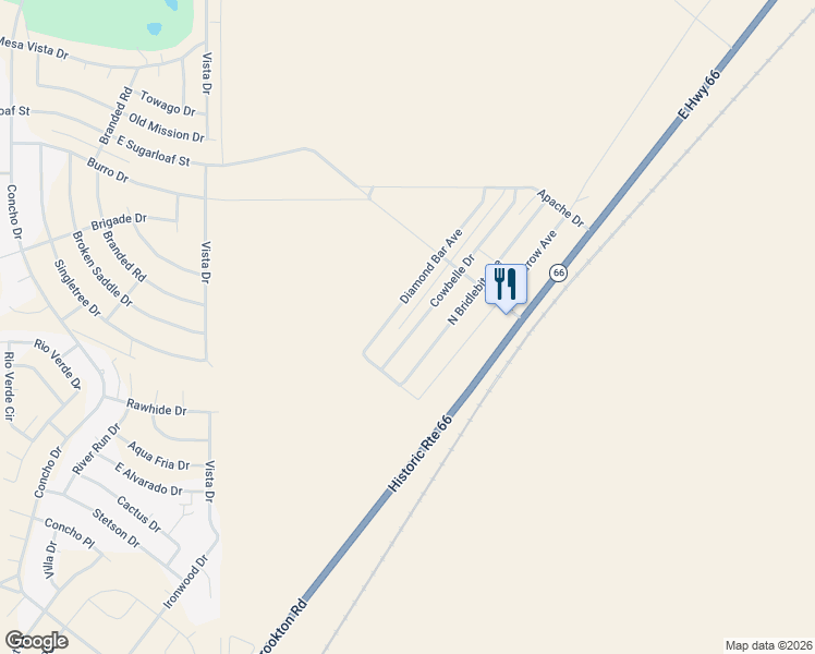 map of restaurants, bars, coffee shops, grocery stores, and more near 9220-9240 Cowbell Avenue in Kingman
