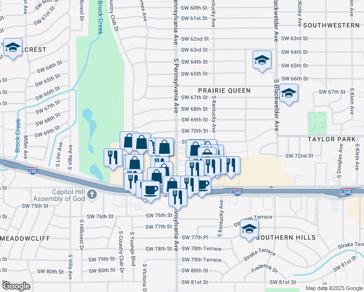 map of restaurants, bars, coffee shops, grocery stores, and more near in Oklahoma City