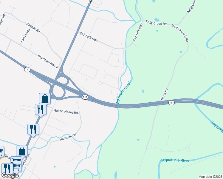 map of restaurants, bars, coffee shops, grocery stores, and more near 368 Brush Creek Road in Dunlap