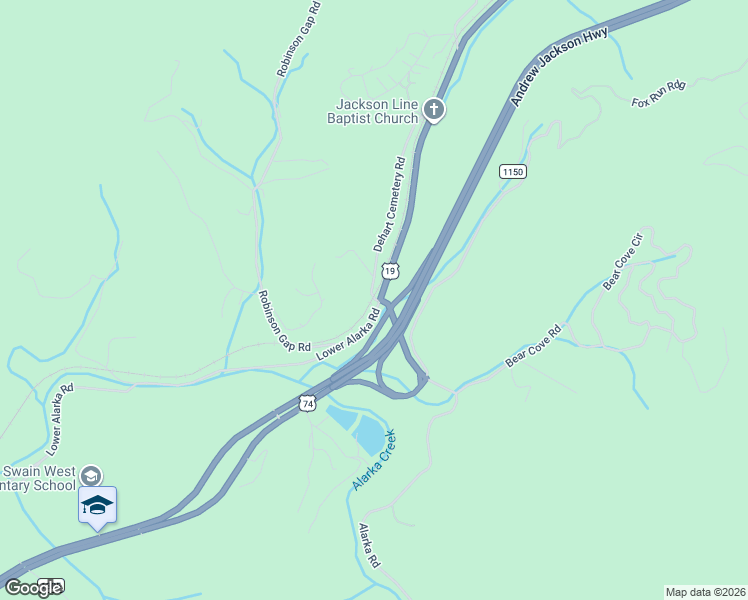map of restaurants, bars, coffee shops, grocery stores, and more near 479 Dehart Cemetery Road in Bryson City