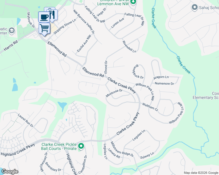 map of restaurants, bars, coffee shops, grocery stores, and more near 1309 Bedlington Drive in Charlotte