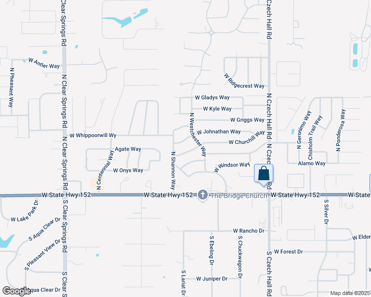 map of restaurants, bars, coffee shops, grocery stores, and more near 1221 West Churchill Way in Mustang
