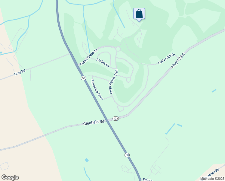 map of restaurants, bars, coffee shops, grocery stores, and more near 381 Crepe Myrtle Trail in Hookerton
