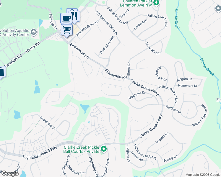 map of restaurants, bars, coffee shops, grocery stores, and more near 1317 Crestfield Court in Charlotte