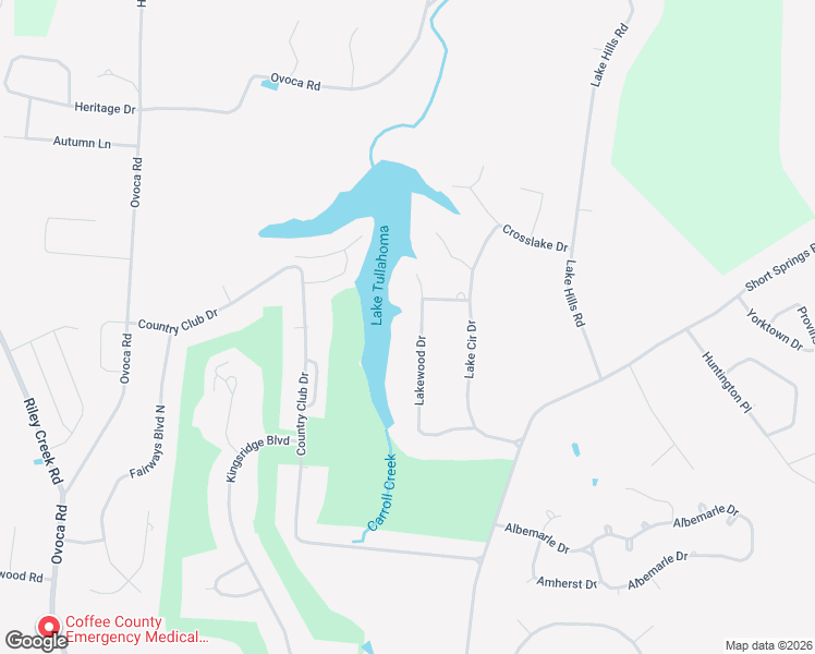 map of restaurants, bars, coffee shops, grocery stores, and more near 211 Lakewood Drive in Tullahoma