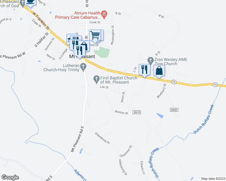 map of restaurants, bars, coffee shops, grocery stores, and more near 8638 Lee Street in Mount Pleasant
