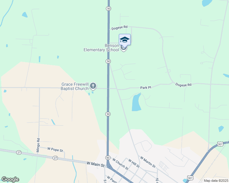 map of restaurants, bars, coffee shops, grocery stores, and more near 905 North Lincoln Street in Benson