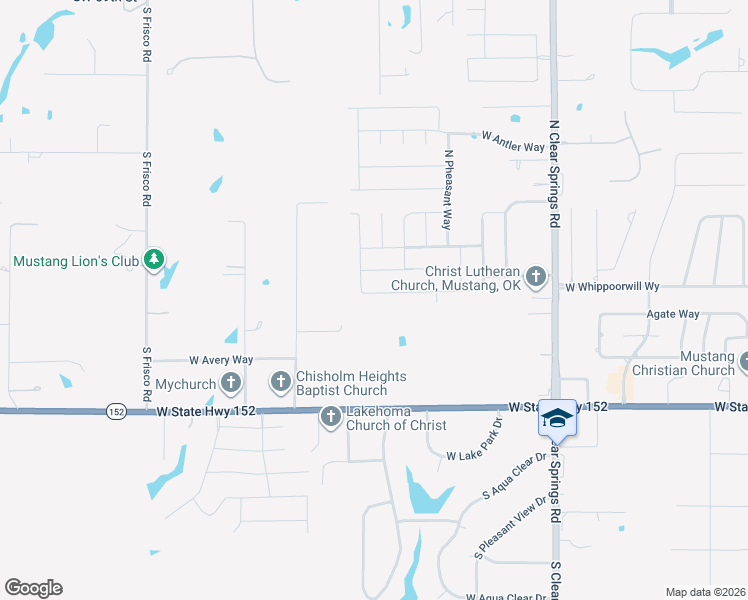 map of restaurants, bars, coffee shops, grocery stores, and more near 306 North Johnson Way in Mustang