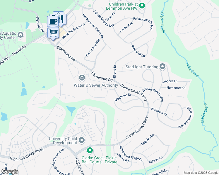 map of restaurants, bars, coffee shops, grocery stores, and more near 10330 Haddington Drive in Charlotte