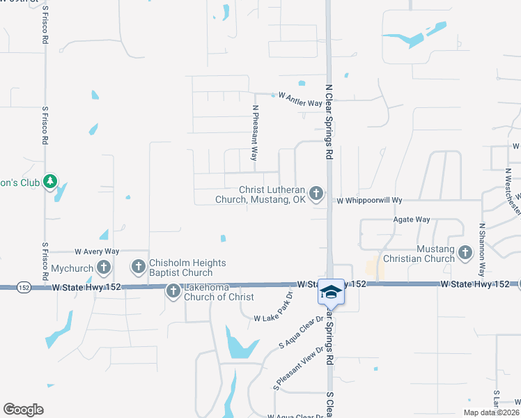 map of restaurants, bars, coffee shops, grocery stores, and more near 1924 West Crossbow Way in Mustang