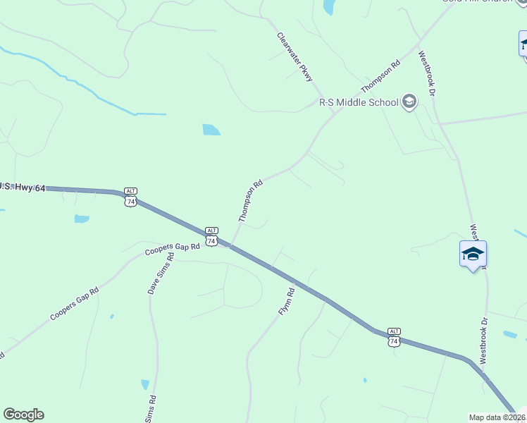 map of restaurants, bars, coffee shops, grocery stores, and more near 155 Fox Meadow Drive in Rutherfordton