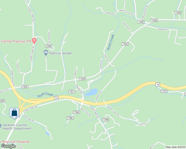 map of restaurants, bars, coffee shops, grocery stores, and more near 2295 Skyland Drive in Sylva