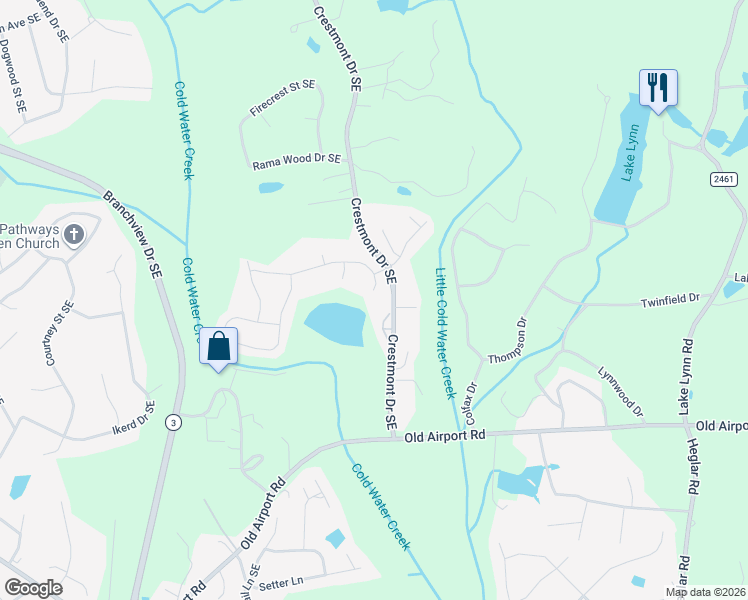 map of restaurants, bars, coffee shops, grocery stores, and more near 1076 Tangle Ridge Drive Southeast in Concord