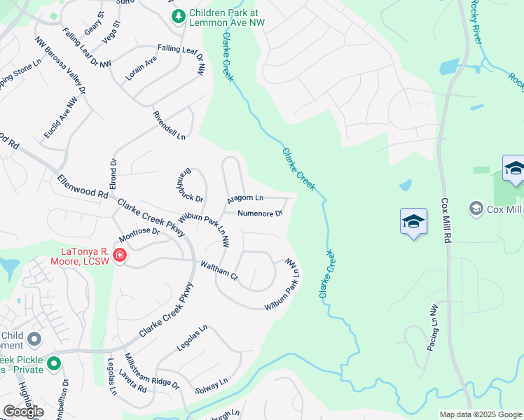 map of restaurants, bars, coffee shops, grocery stores, and more near 9547 Numenore Drive in Charlotte