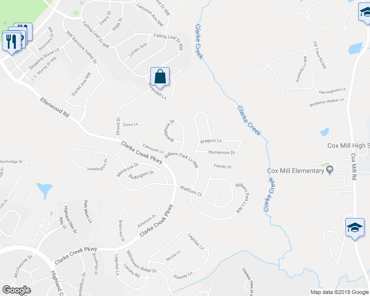 map of restaurants, bars, coffee shops, grocery stores, and more near 9789 Brandybuck Drive in Charlotte