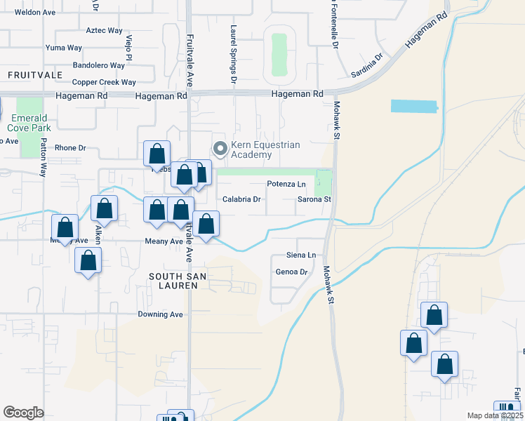 map of restaurants, bars, coffee shops, grocery stores, and more near 6102 Ragusa Lane in Bakersfield