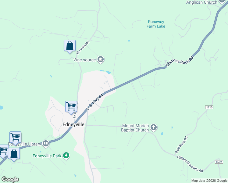 map of restaurants, bars, coffee shops, grocery stores, and more near 4018 Chimney Rock Road in Hendersonville