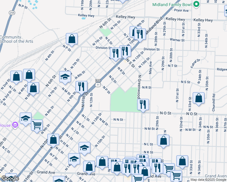 map of restaurants, bars, coffee shops, grocery stores, and more near 1715 North 13th Street in Fort Smith