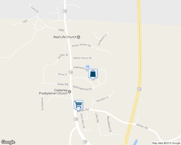 map of restaurants, bars, coffee shops, grocery stores, and more near 212 Fieldcrest Drive in Stanley