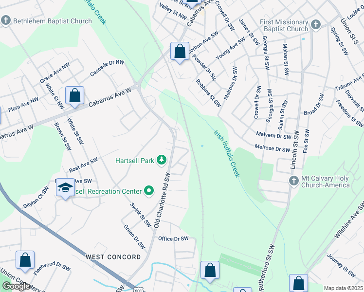 map of restaurants, bars, coffee shops, grocery stores, and more near 211 Lawings Drive Southwest in Concord