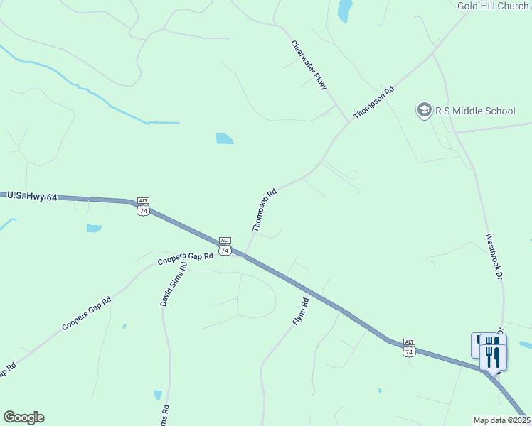 map of restaurants, bars, coffee shops, grocery stores, and more near 155 Fox Meadow Drive in Rutherfordton