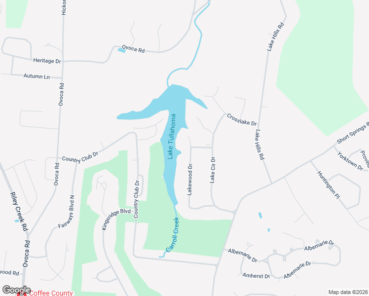 map of restaurants, bars, coffee shops, grocery stores, and more near 211 Lakewood Drive in Tullahoma