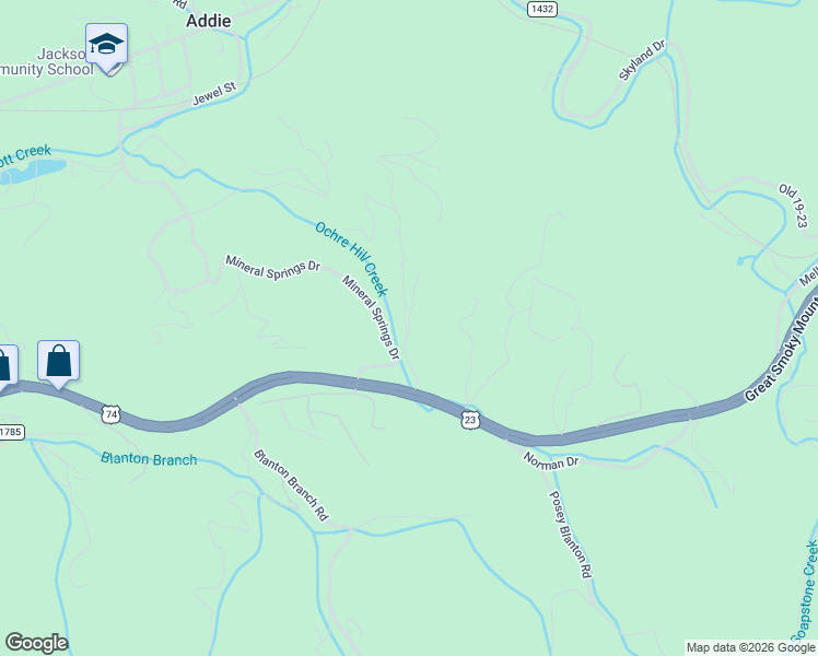 map of restaurants, bars, coffee shops, grocery stores, and more near 618 Dandelion Dr in Sylva