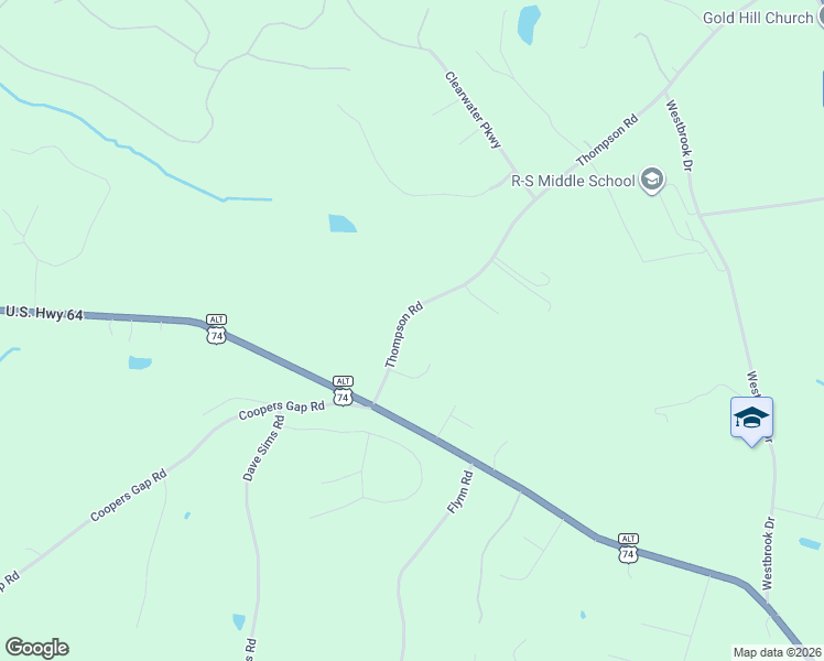 map of restaurants, bars, coffee shops, grocery stores, and more near 155 Fox Meadow Drive in Rutherfordton