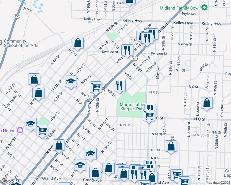 map of restaurants, bars, coffee shops, grocery stores, and more near 1715 North 13th Street in Fort Smith