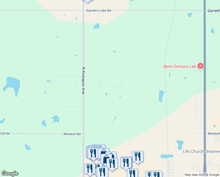 map of restaurants, bars, coffee shops, grocery stores, and more near 6011 North Kickapoo in Shawnee