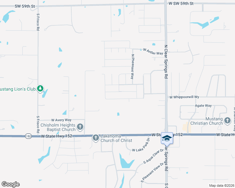map of restaurants, bars, coffee shops, grocery stores, and more near 2008 West Black Powder Way in Mustang