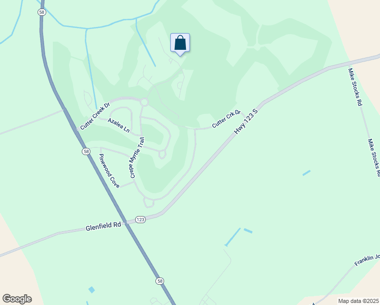 map of restaurants, bars, coffee shops, grocery stores, and more near 859 Crepe Myrtle Trail in Hookerton