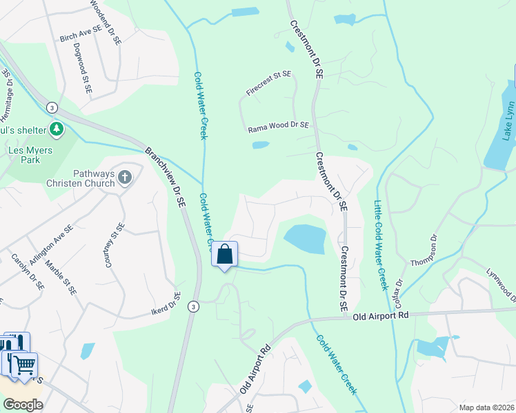 map of restaurants, bars, coffee shops, grocery stores, and more near 1172 Tangle Ridge Drive Southeast in Concord